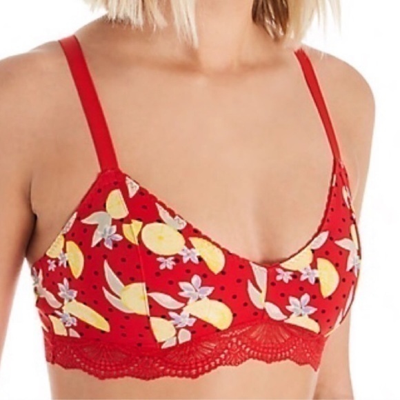 Free People Mari Lemon Cherry Red Bra Small New - Picture 1 of 3